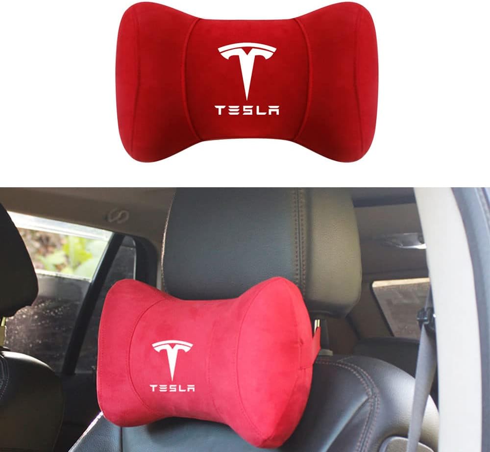 Tesla Soft Memory Foam Customized Car Headrest Pillow Neck Pillow 1pcs Black Red Light Gray