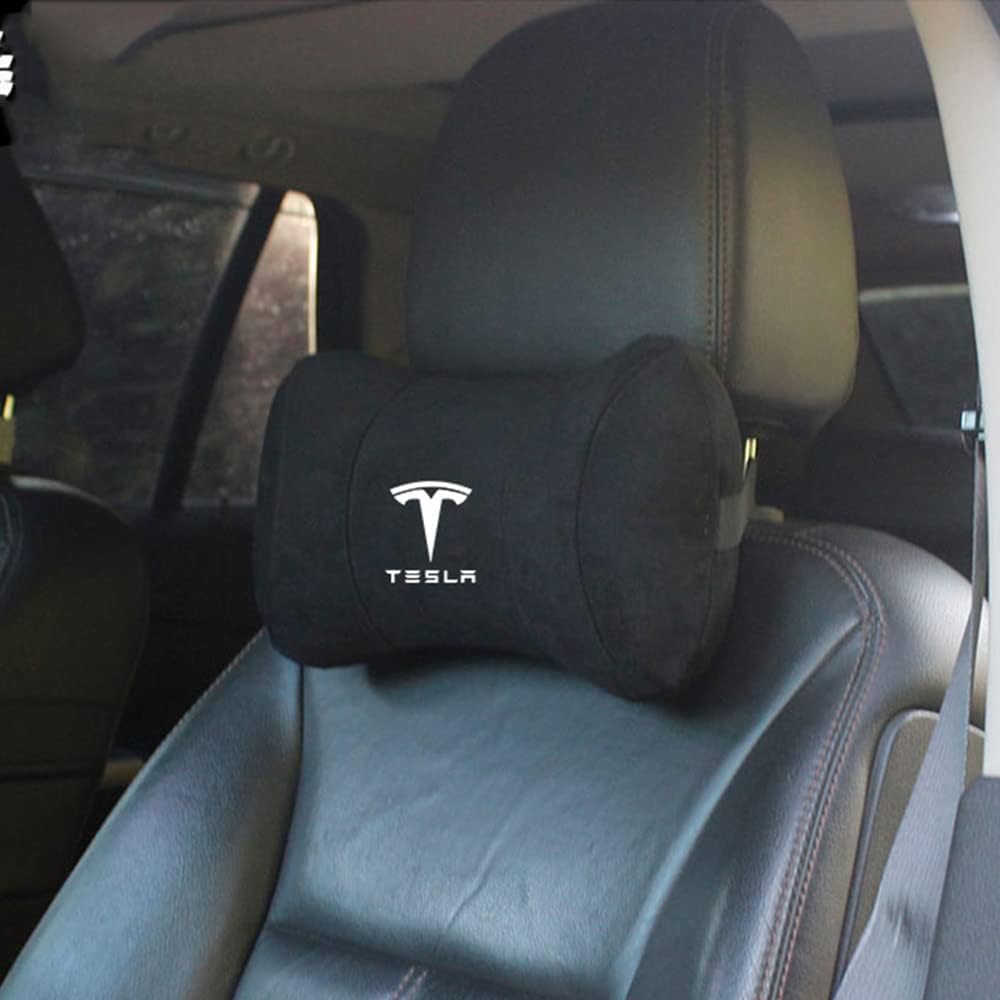 Tesla Soft Memory Foam Customized Car Headrest Pillow Neck Pillow 1pcs Black Red Light Gray