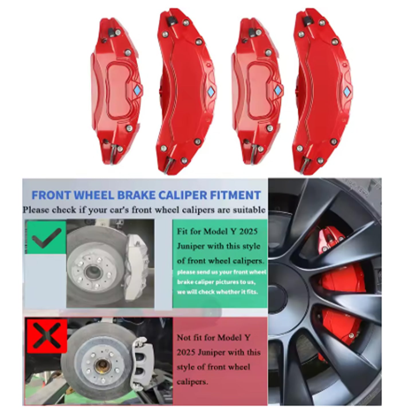 Tesla Model Y Brake Caliper Aluminum Cover Red