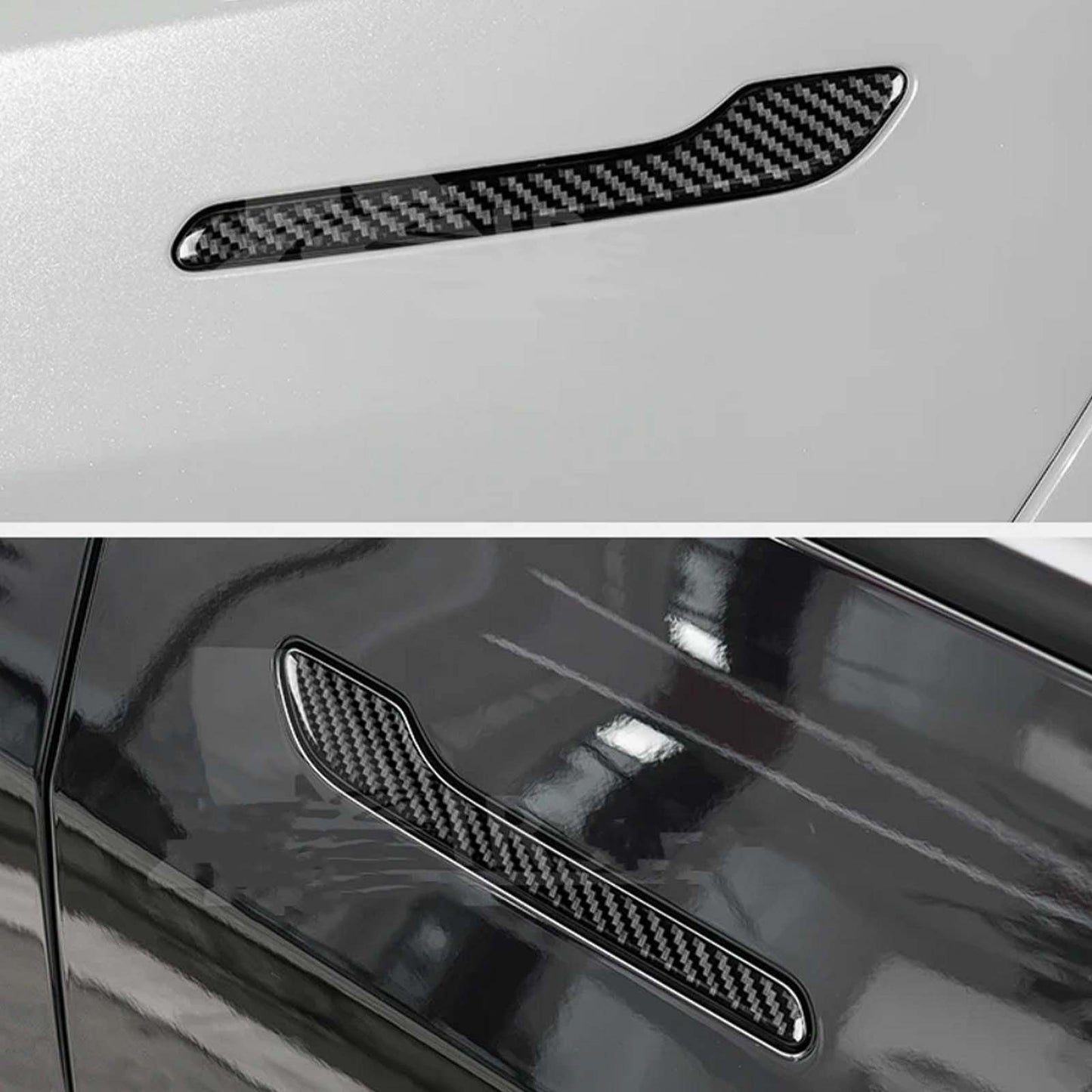 Tesla Model 3 Y Door handle 3D Black and Red Gloss carbon fiber Protector sticker