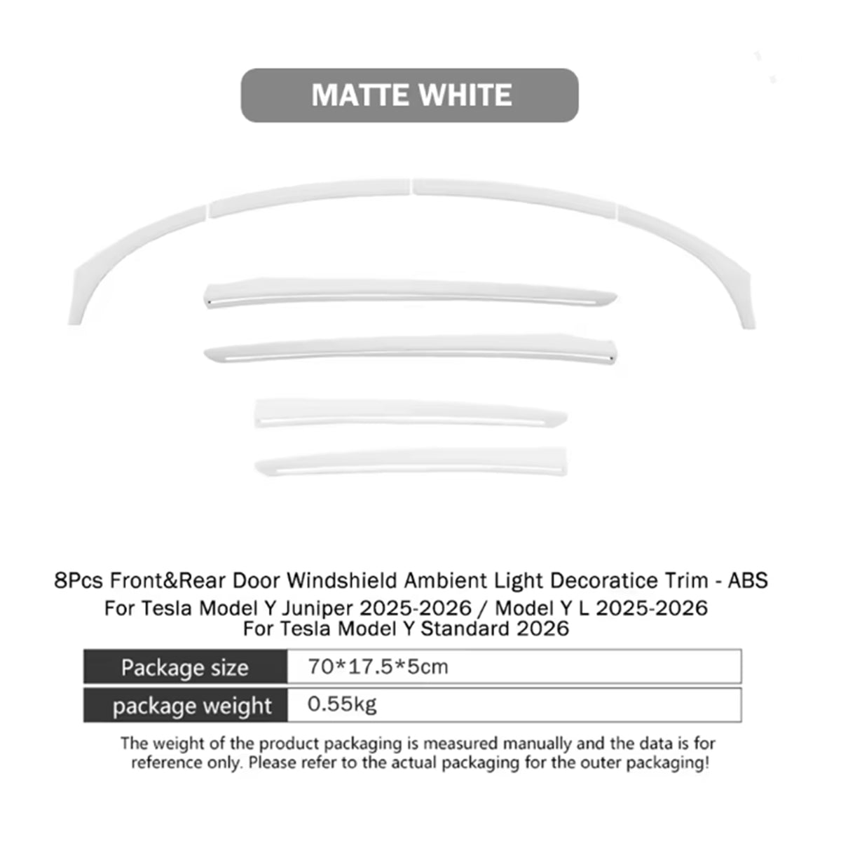 Model Y Juniper Dashboard and Door Ambient Light Cover 8 Pcs