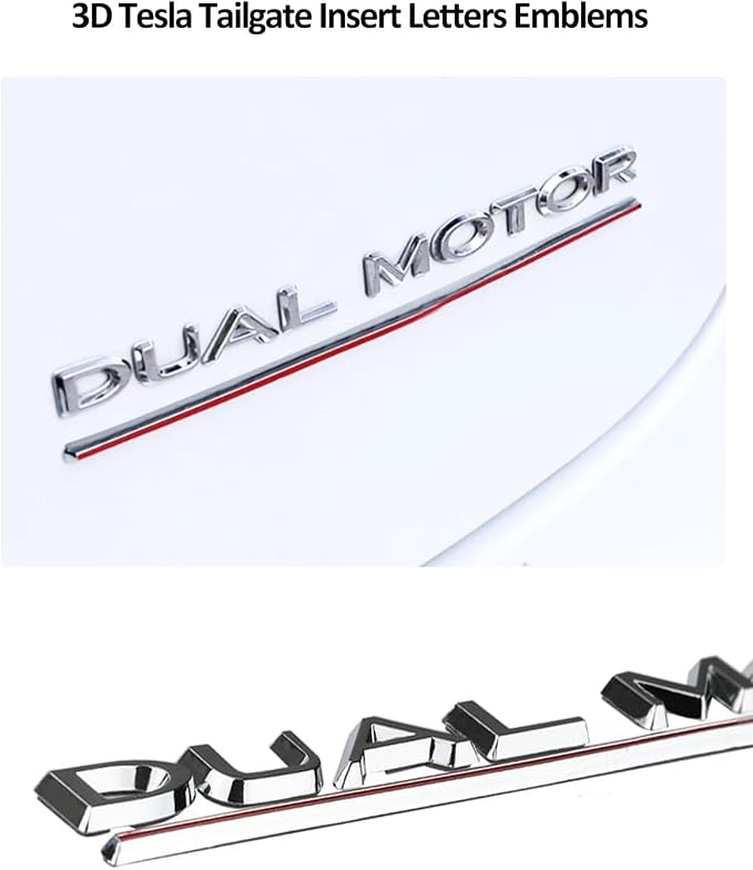 Tesla Dual Motor Badge Emblem Gloss Black