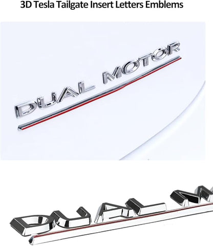 Tesla Dual Motor Badge Emblem Gloss Black