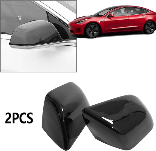 Tesla Model 3 Rearview Side Mirror Cover Cap 2 PCS Gloss Black