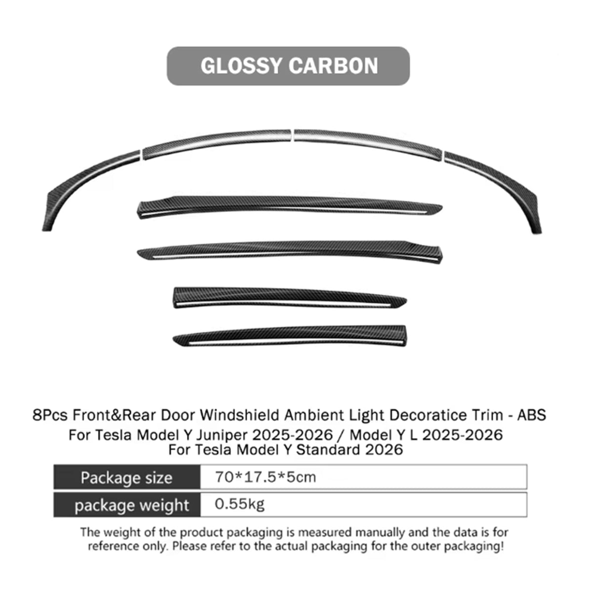 Model Y Juniper Dashboard and Door Ambient Light Cover 8 Pcs