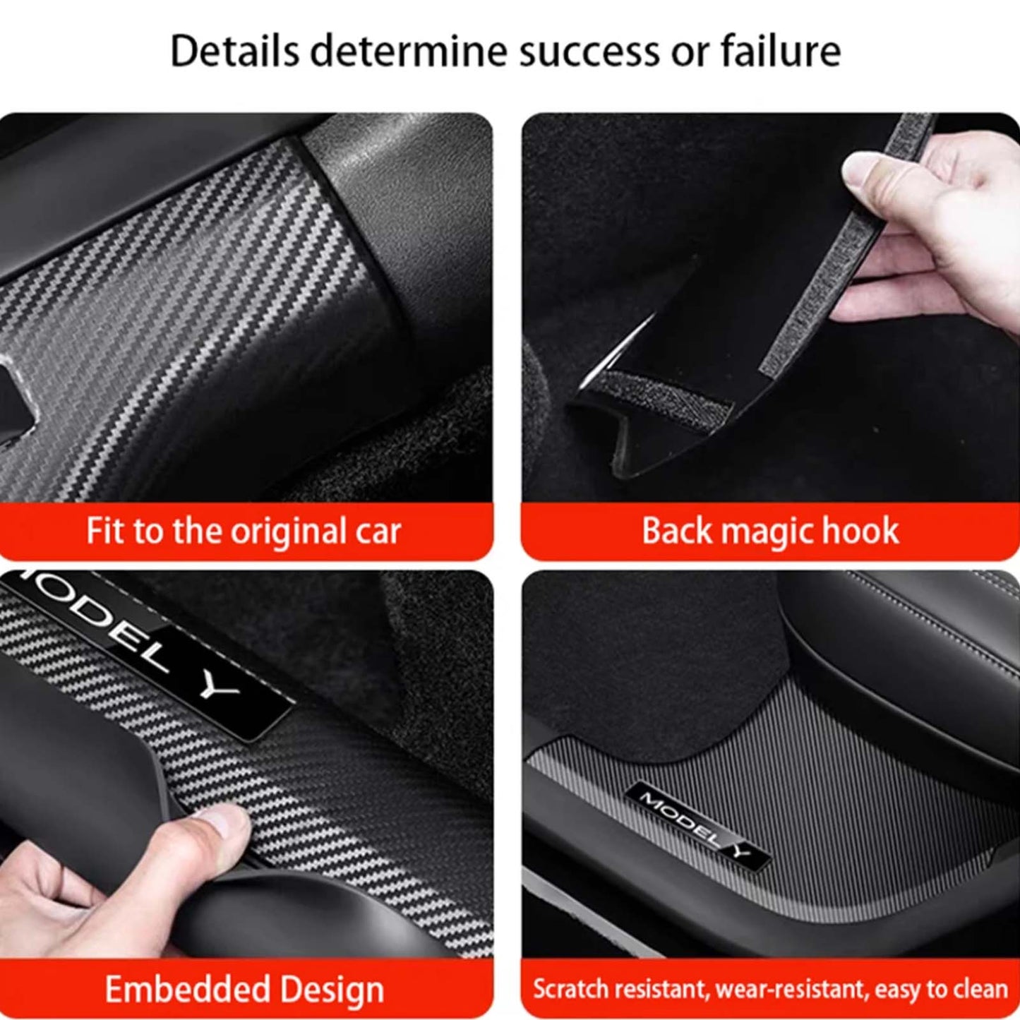 Tesla Model Y 4pcs inner door sill guard Protector Cover Matte Carbon Fiber