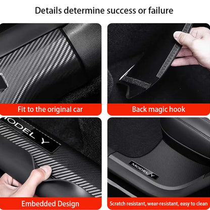 Tesla Model Y 4pcs inner door sill guard Protector Cover Matte Carbon Fiber