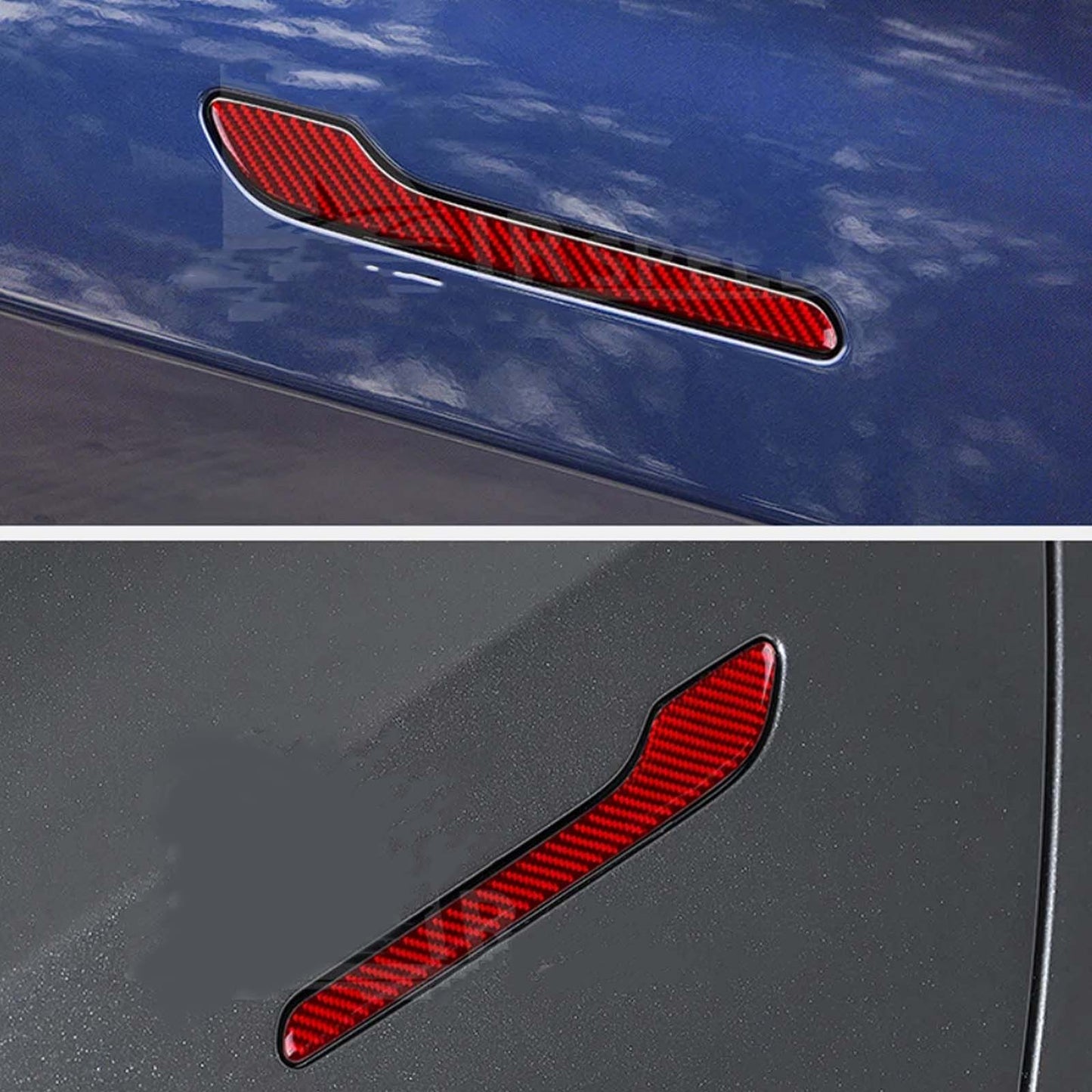 Tesla Model 3 Y Door handle 3D Black and Red Gloss carbon fiber Protector sticker