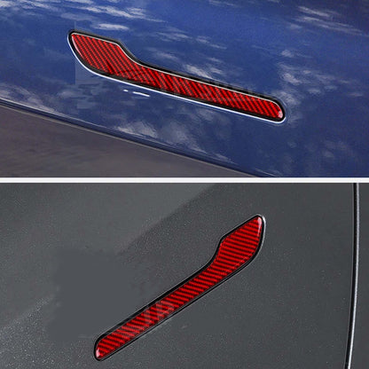 Tesla Model 3 Y Door handle 3D Black and Red Gloss carbon fiber Protector sticker
