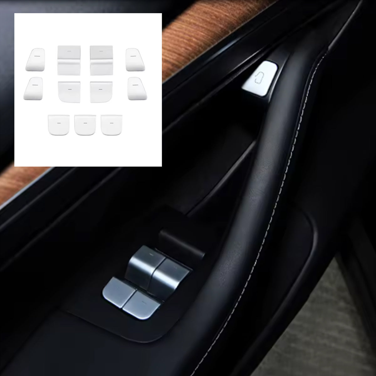 Model 3 Model Y Window Lift Button Sequins Trim 11 pcs