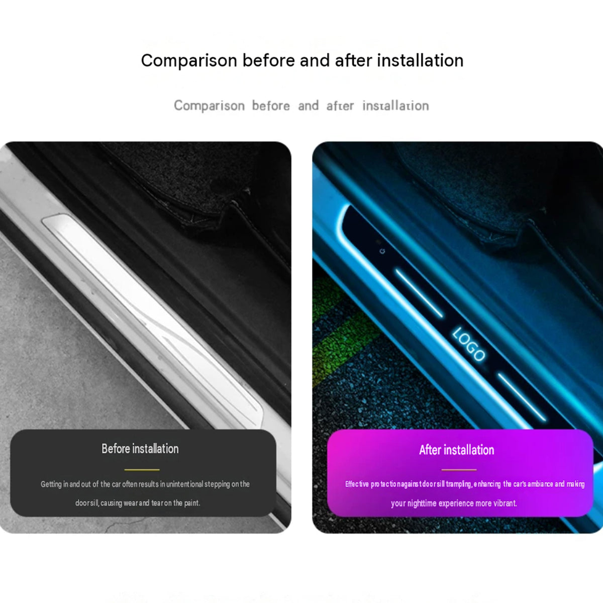 Tesla Model 3/Y Magnetic illuminated Pedal Welcome Light Door Sill 4 pcs
