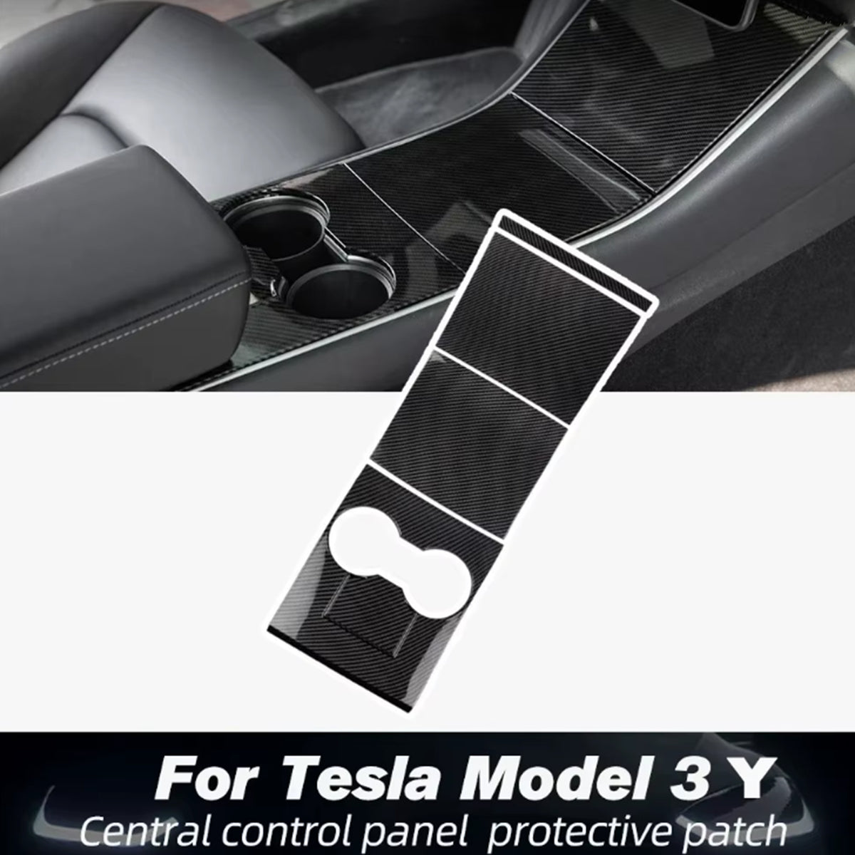 Center Console Carbon Fiber Decoration Panel ABS For Tesla Model 3 Model Y