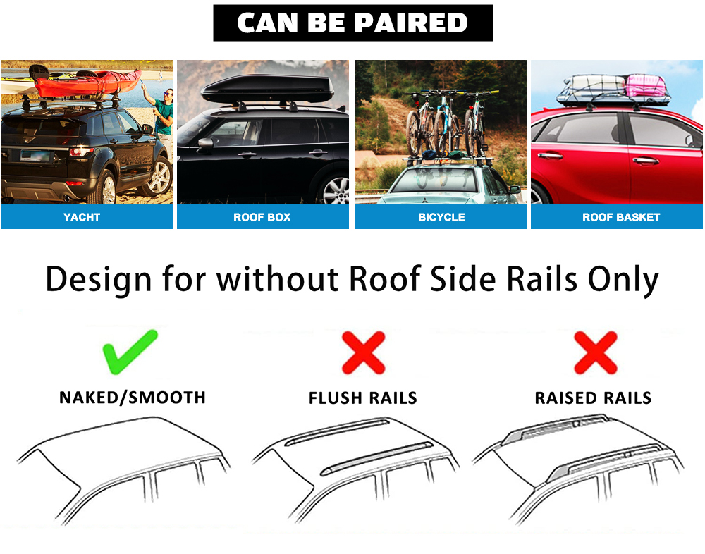 Bare Roof Heavy Duty High Quality Roof Rack Crossbars Full Set fit pickup truck Free shipping