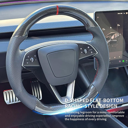 Model 3 HL Model Y JP Glossy Rear Carbon Fiber Steering Wheel Replacement with heated function