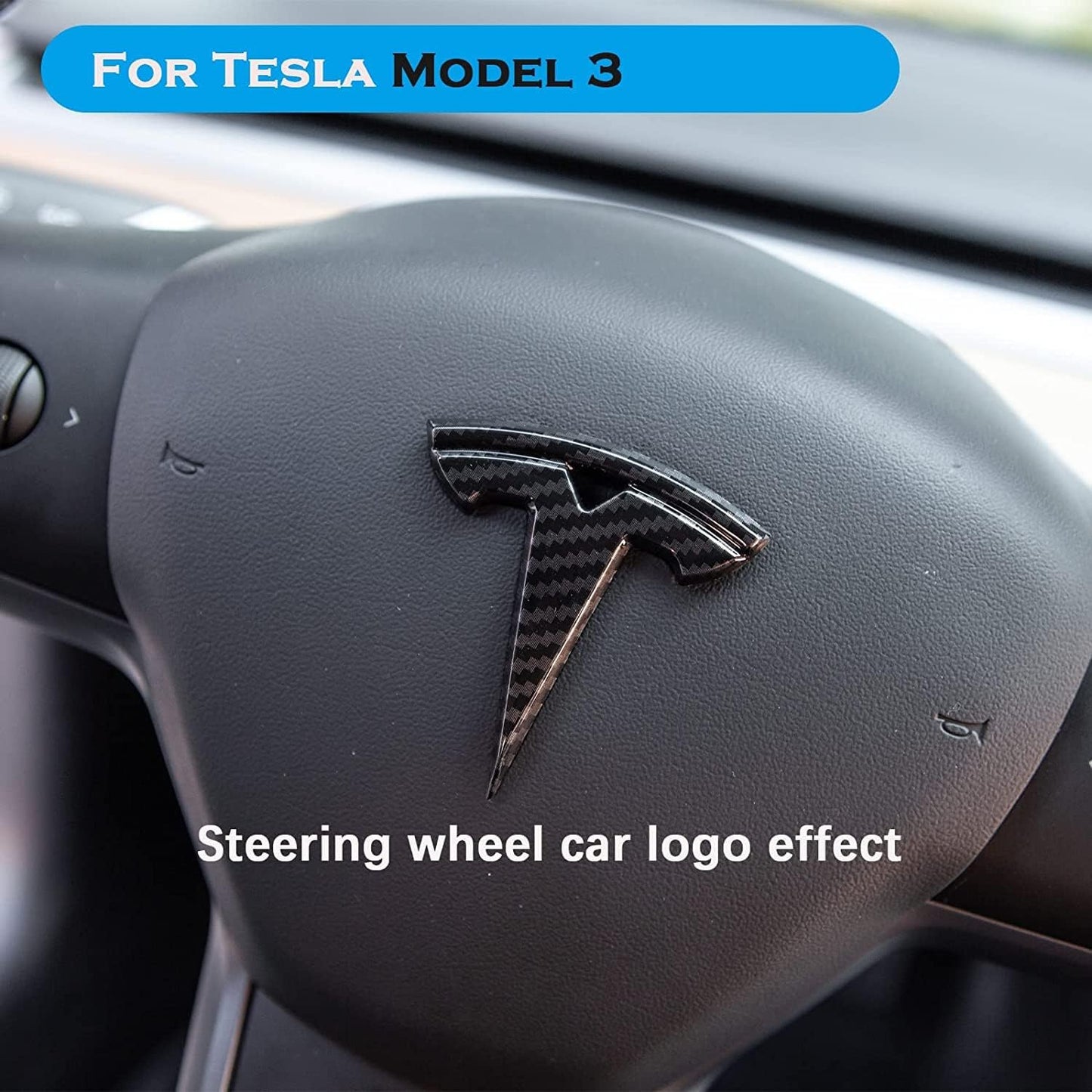 Tesla Model 3 Logo Cover overlay Emblem Badge Front Trunk Rear Trunk Steering Wheel