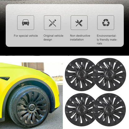 Tesla Model Y 19 inch Performance style 4 Set Full Cover Protecting Hub Matte black