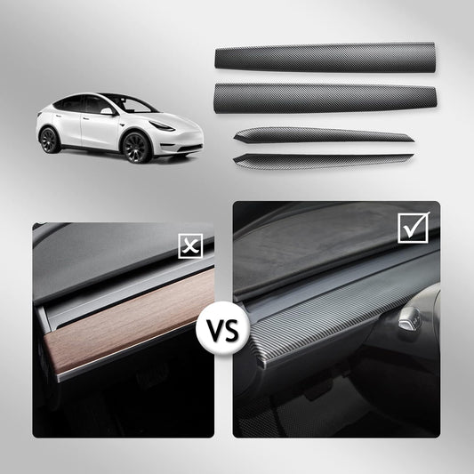 Tesla Model 3 Model Y Dashboard Cover Trim and Door Cover trim Matte carbon fiber