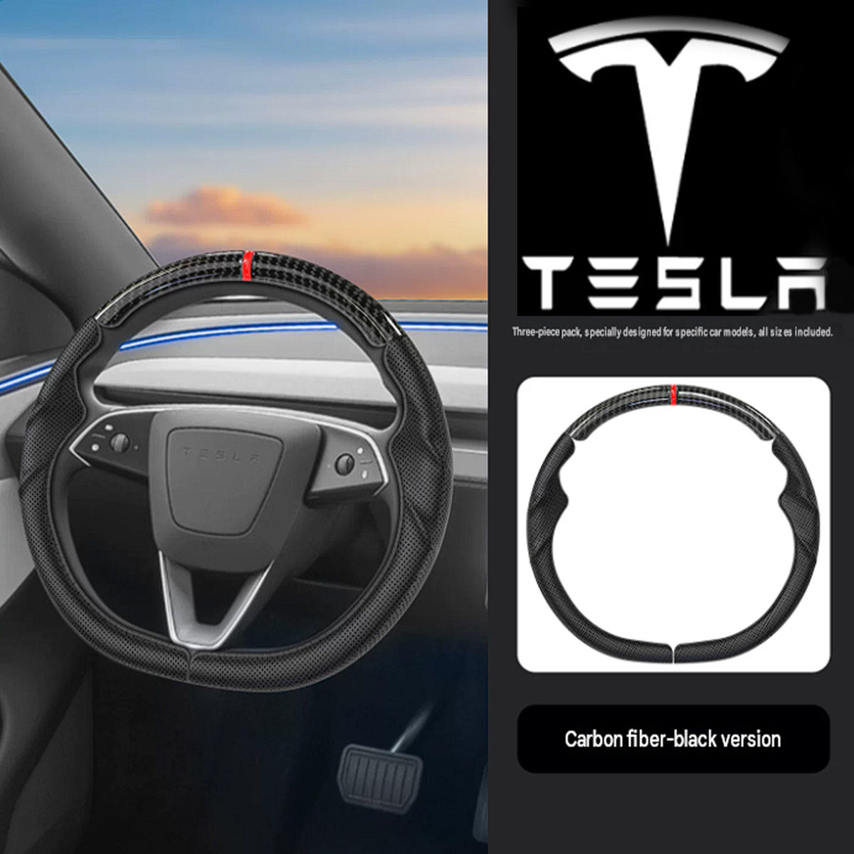 Tesla Model 3 Model Y Car Steering Wheel Cover 3 pcs