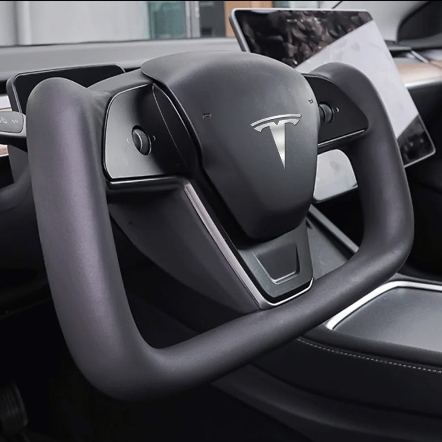 Tesla Model 3 / Y Yoke Steering Wheel Carbon Fiber Black Style C