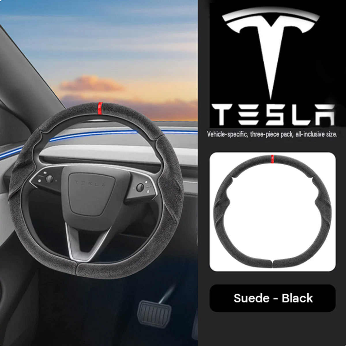 Tesla Model 3 Model Y Car Steering Wheel Cover 3 pcs