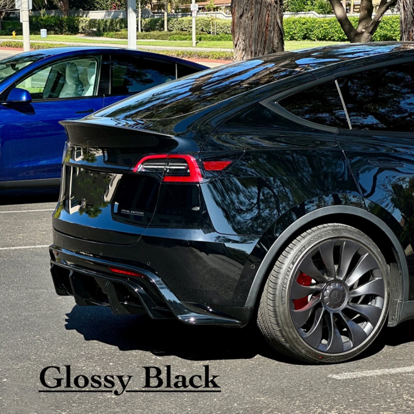 Tesla Model Y diffuser Replacement with hitch cover Gloss Black With installtion