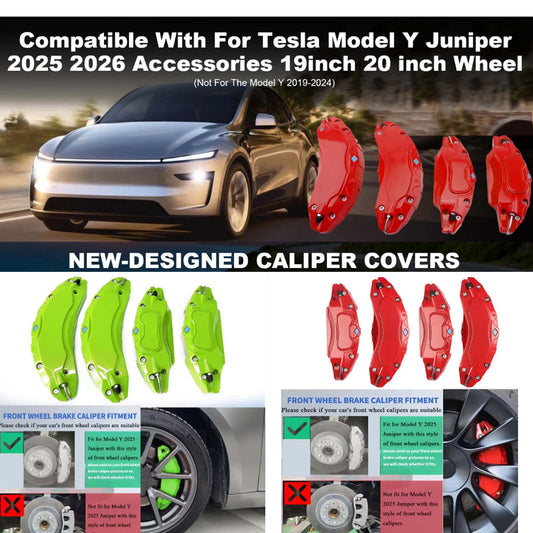 Tesla Model Y Juniper Brake Caliper Aluminum Cover Red Green
