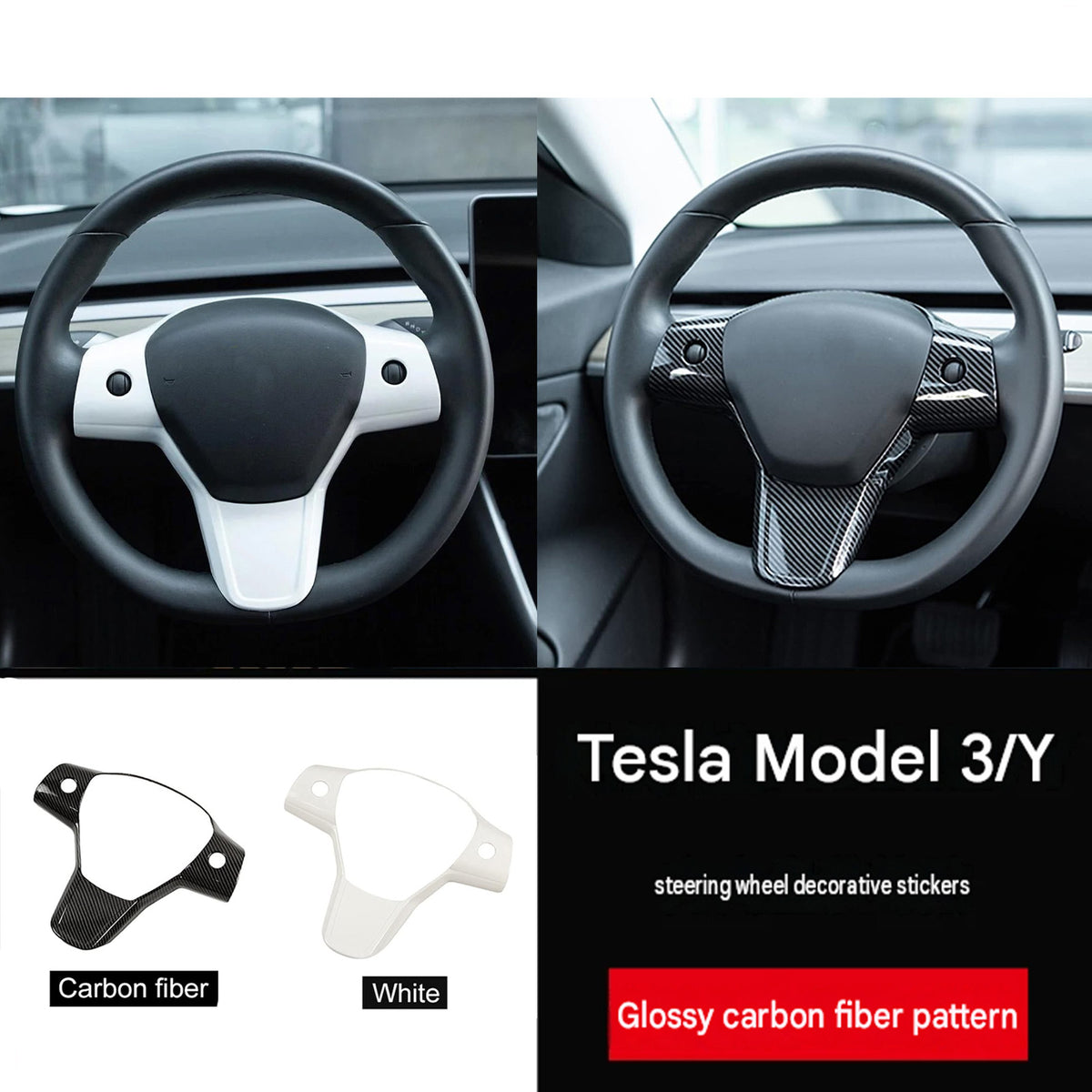 Tesla Model 3 /  Model Y  Steering Wheel Decorative Frame Stick on Protector