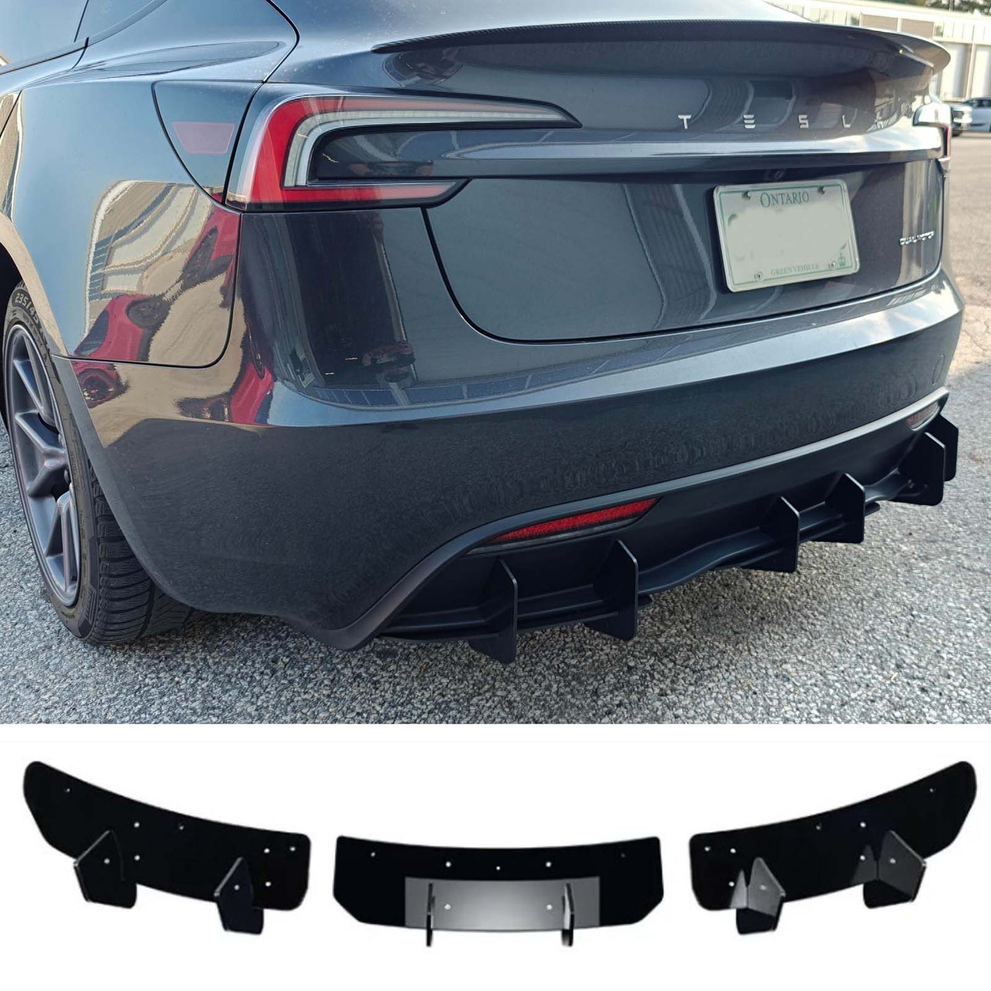 Tesla Model 3 2024+  Rear Bumper Lip Mod Diffuser Spoiler