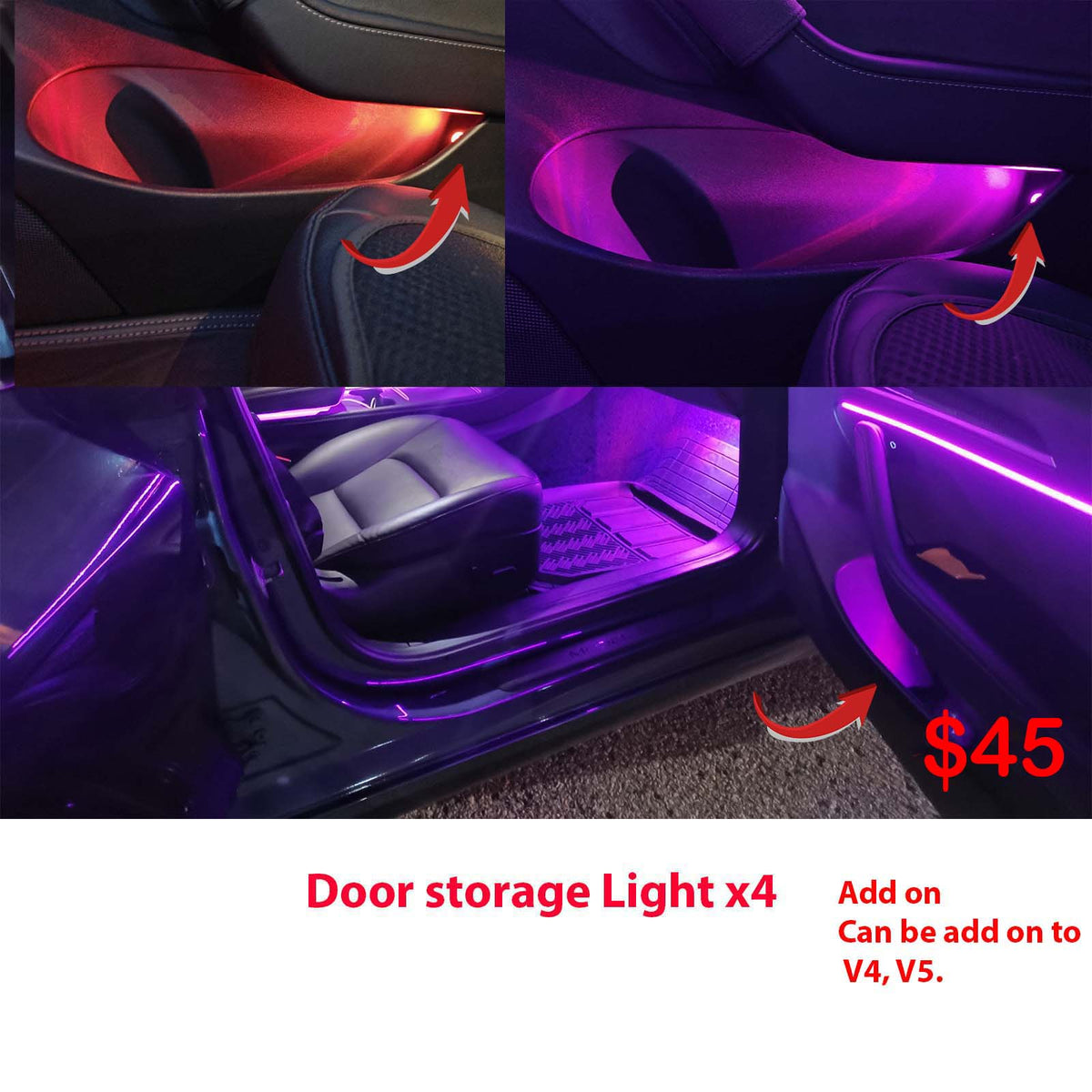 2026+ Model y standard range Acrylic Ambient Lights Auto ON Off with installation