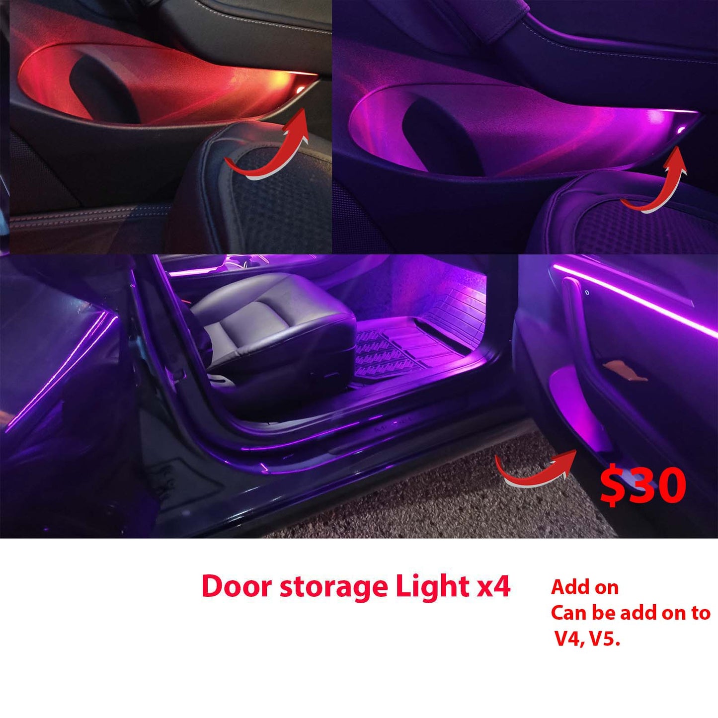 Model 3 Model Y Acrylic Ambient Lights Auto ON Off with installation