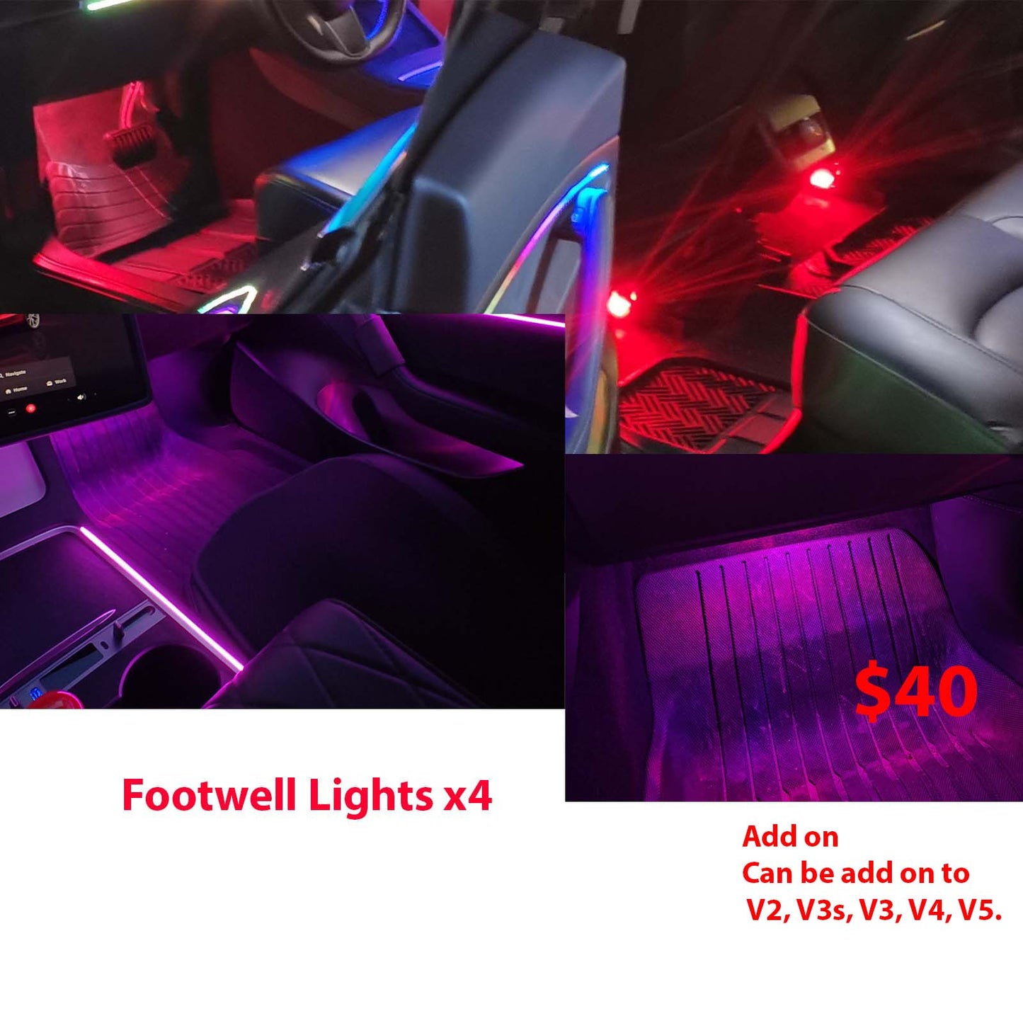 Model 3 Model Y Acrylic Ambient Lights Auto ON Off with installation