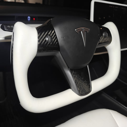 Tesla Model 3 / Y Yoke Steering Wheel Real Carbon Fiber Style B