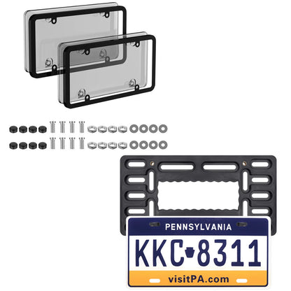 License Plate Covers Light Smoke with Black Frame