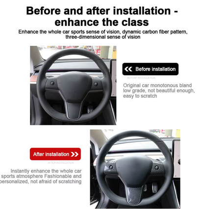 Tesla Model 3/Y Gloss Carbon Fiber Steering Wheel Decorative Patch Stick