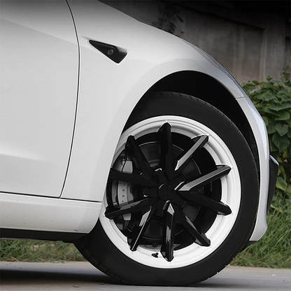 Tesla Model 3 Black and White Rims Cover 18inch 4PCS/Set Full Cover Protecting Hub