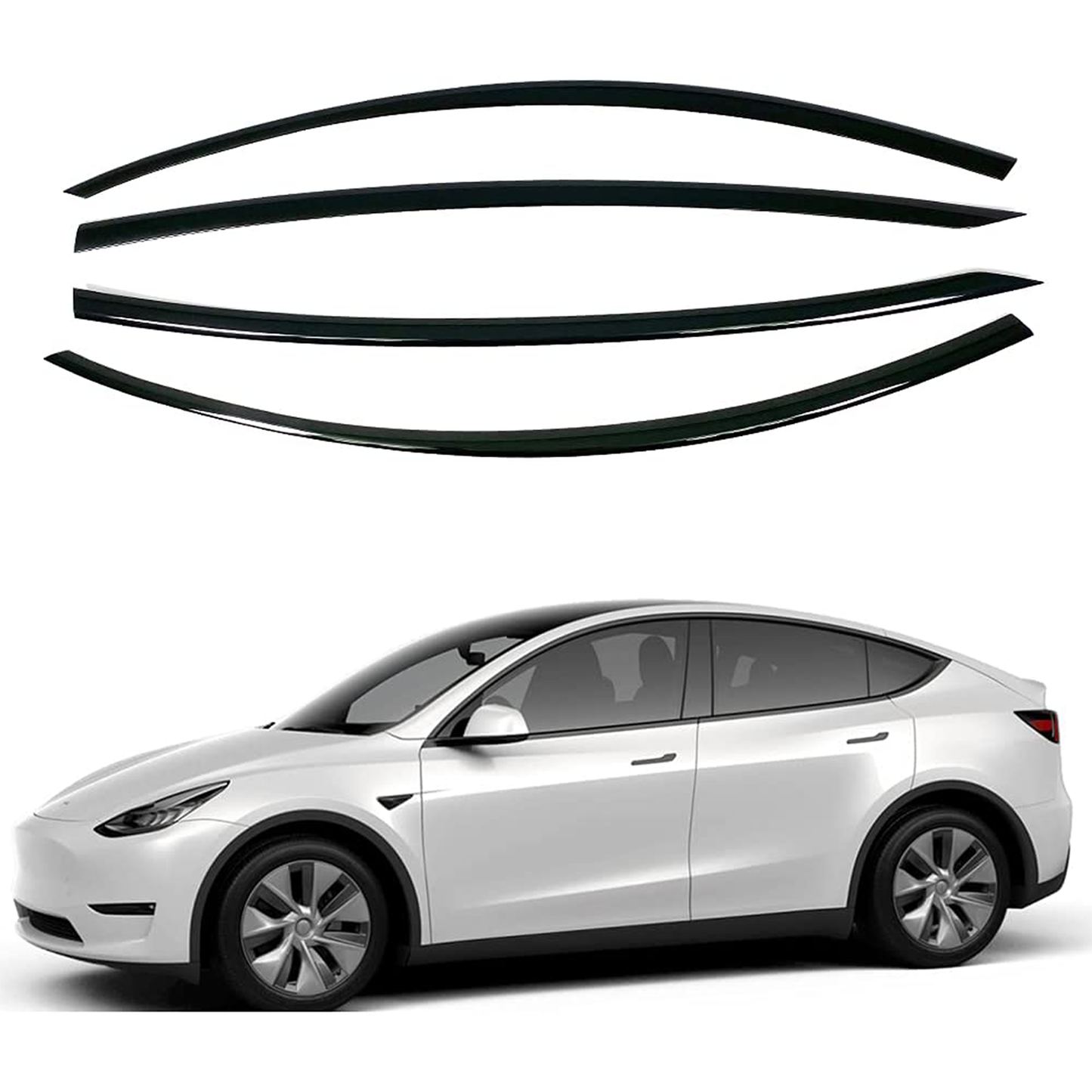 Tesla Model Y Side Window Deflector Vent Visors Matte black