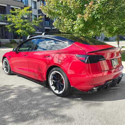 Tesla Model 3 2018-2023 Rear diffuser Style A Gloss Black / Gloss Carbon Fiber Pattern