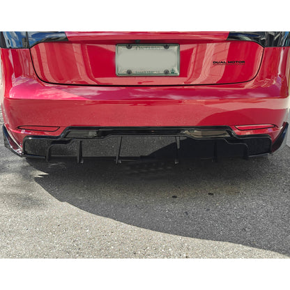 Tesla Model 3 2018-2023 Rear diffuser Style A Gloss Black / Gloss Carbon Fiber Pattern
