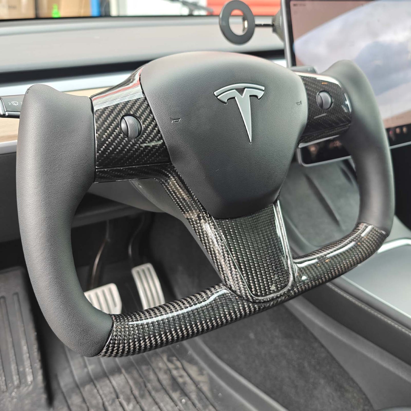 Tesla Model 3 / Y Yoke Steering Wheel Carbon Fiber Style A