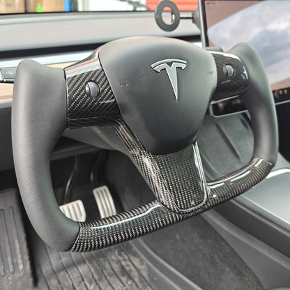 Tesla Model 3 / Y Yoke Steering Wheel Carbon Fiber Style A