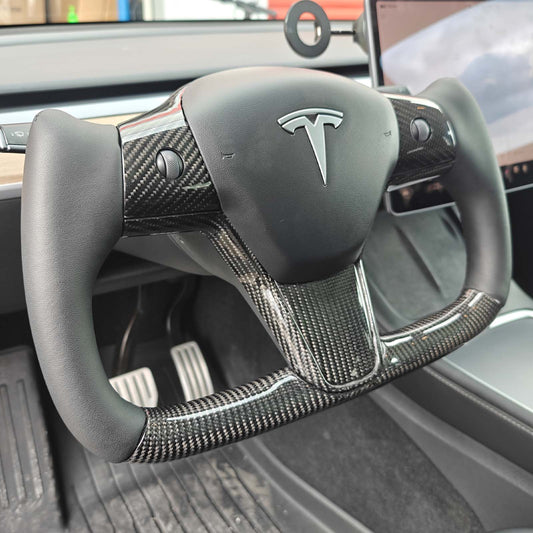 Tesla Model 3 / Y Yoke Steering Wheel Carbon Fiber Style A