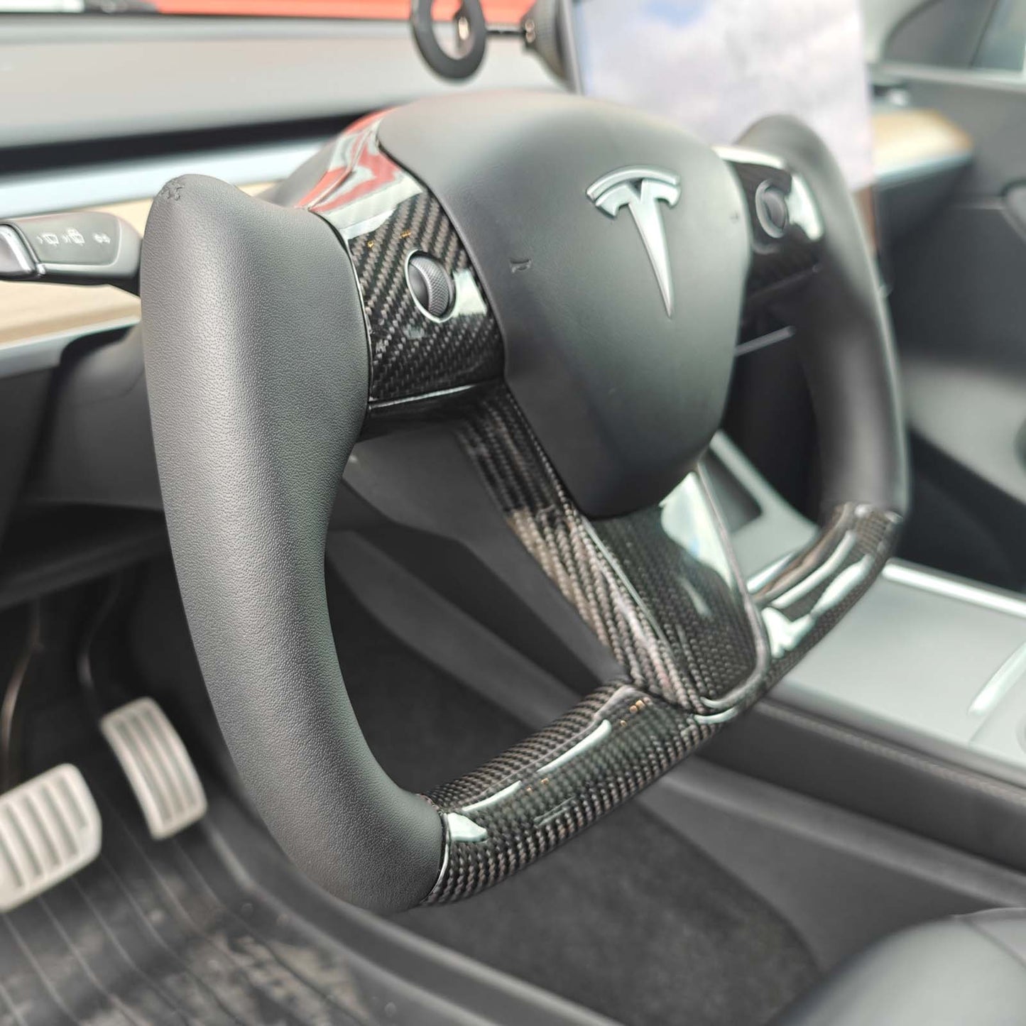 Tesla Model 3 / Y Yoke Steering Wheel Carbon Fiber Style A